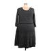 Lane Bryant Casual Dress - Midi: Black Grid Dresses - Women's Size 26 Plus