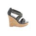 Steve Madden Wedges: Black Print Shoes - Women's Size 8 - Open Toe