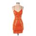 Cocktail Dress - Mini: Orange Dresses - Women's Size 0