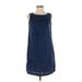 Artisan NY Casual Dress - Mini Crew Neck Sleeveless: Blue Print Dresses - Women's Size X-Small