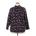 Lands' End Long Sleeve Top Black Damask Collared Tops - Women's Size 18