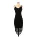 Express Casual Dress - Midi V Neck Sleeveless: Black Print Dresses - Women's Size Small