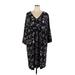 Ellos Casual Dress: Black Floral Motif Dresses - Women's Size 2X