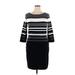 Lauren by Ralph Lauren Casual Dress - Sweater Dress: Black Stripes Dresses - Women's Size X-Large