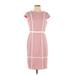 Adrianna Papell Casual Dress - Sheath High Neck Short sleeves: Pink Dresses - Women's Size 4