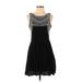 Xhilaration Casual Dress - A-Line Scoop Neck Sleeveless: Black Print Dresses - Women's Size Small