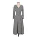 Croft & Barrow Casual Dress - Wrap: Gray Chevron/Herringbone Dresses - Women's Size Small
