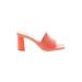 Dolce Vita Mule/Clog: Slide Chunky Heel Feminine Orange Solid Shoes - Women's Size 8 - Open Toe