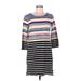 T by Talbots Casual Dress - Shift: Gray Stripes Dresses - Women's Size Medium