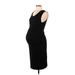 Boob - Maternity Casual Dress - Sheath Plunge Sleeveless: Black Print Dresses - Women's Size Medium