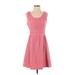 Ann Taylor LOFT Outlet Casual Dress - A-Line Scoop Neck Sleeveless: Pink Solid Dresses - Women's Size 4