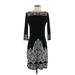 White House Black Market Casual Dress - Sheath Crew Neck 3/4 sleeves: Black Dresses - Women's Size Small