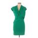 Calvin Klein Casual Dress - Wrap: Green Solid Dresses - Women's Size 8 Petite