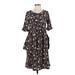 Lake Flower Casual Dress - DropWaist: Black Floral Motif Dresses - Women's Size Small