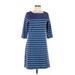 L.L.Bean Casual Dress - Shift: Blue Stripes Dresses - Women's Size Medium