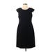 Kasper Casual Dress - Sheath Scoop Neck Short sleeves: Black Print Dresses - Women's Size 10 Petite