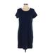 Gap Casual Dress - Shift Scoop Neck Short sleeves: Blue Solid Dresses - Women's Size Large
