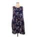 Sonoma Goods for Life Casual Dress - A-Line Scoop Neck Sleeveless: Blue Print Dresses - Women's Size X-Large