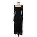 Topshop Casual Dress - Midi Square Long sleeves: Black Solid Dresses - Women's Size 10