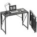 17 Stories Compact Foldable Brown Desk For Small Spaces - Portable, Durable, & Multifunctional Wood/Metal in Gray | Wayfair