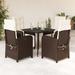 Orren Ellis 5 Piece Patio Dining Set w/ Cushions Black Poly Rattan Glass/Wicker/Rattan in Brown | 31.5 W x 31.5 D in | Wayfair