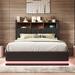 Ivy Bronx Queen Size Platform Bed w/ Storage Headboard & Hydraulic Storage System Wood & /Upholstered/Faux leather | Wayfair