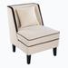 Accent Chair - George Oliver Velvet Upholstered Accent Chair w/ Cream Piping, Tan & Cream in Brown | 32.3 H x 25.6 W x 28.1 D in | Wayfair