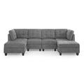 Gray Sectional - Red Barrel Studio® U-Shape DIY Combination Modular Sectional Sofa, Includes 2 Single Chair, 2 Corner & 2 Ottoman Chenille/Upholstery | Wayfair