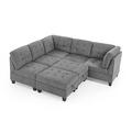 Gray Sectional - Latitude Run® L-Shape DIY Combination Modular Sectional Sofa, Includes 3 Single Chair, 2 Corner & 2 Ottoman Chenille | Wayfair