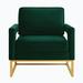 Leisure Chair - Armchair - Mercer41 Modern Style Accent Chair w/ Gold Metal Base, Velvet Upholstered Leisure Chair w/ Open Armrest, Armchair, Cream | Wayfair