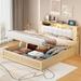 Ivy Bronx Queen Size Tufted Platform Bed w/ Storage Headboard & Hydraulic Storage System Wood & /Upholstered/Faux leather | Wayfair