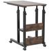 17 Stories Adjustable Height Rustic Brown C Shaped End Table w/ 3-Tier Storage Wood in Black/Brown/Gray | 33.5 H in | Wayfair