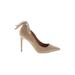 Express Heels: Slip On Stiletto Cocktail Tan Solid Shoes - Women's Size 10 - Pointed Toe