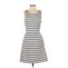J.Crew Factory Store Casual Dress - A-Line Scoop Neck Sleeveless: Gray Stripes Dresses - Women's Size 00