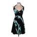 Trixxi Casual Dress - Fit & Flare: Teal Tropical Dresses - Women's Size Medium