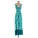 Calvin Klein Casual Dress - Maxi: Teal Tie-dye Dresses - Women's Size 4