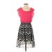 BCX dress Casual Dress - High/Low Scoop Neck Short sleeves: Pink Chevron Dresses - Women's Size Small