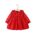 Spring Summer Lace Baby Girls Dress Big Flower Double Layer Cotton Lining Comfortable Dresses For