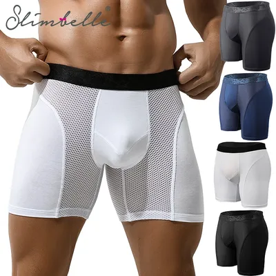 Herren-Boxershorts, 3D-Beutel, verstrebend, kühlend, feuchtigkeitsableitend, Unterwäsche, weich, atmungsaktiv, elastischer Bund, Unterhose Image