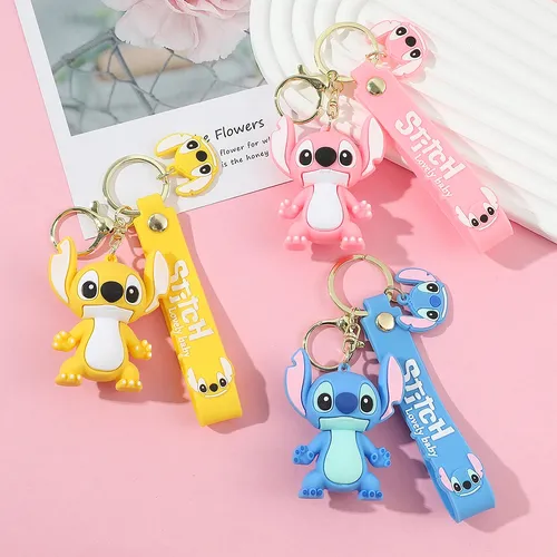 Stich Spielzeug Schlüssel bund Anime Figur Stich Anhänger Schlüssel bund süße rosa Engel Schlüssel