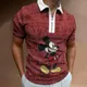 Summer Disney Cartoon Casual 3D Print Polo Shirt Men's Short Sleeve Lapel Zip Slim Fit Mickey Mouse