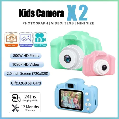 Kinder Videokamera 32GB Outdoor-Fotografie Spielzeug Kamera digitale Vintage-Kamera Kinder