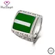 HuiSept Retro Rings 925 Silver Jewelry Geometric Shape Emerald Gemstone Open Finger Ring Accessories