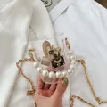 Mini Damen hochwertige transparente Umhängetasche weibliche Luxus Designer Perle Handtasche Kette