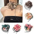 Vintage Multicolor Leopard Print Flower Clavicle Chain Necklace For Women Adjustable Choker Dinner