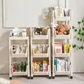 3/4/5 Tier Kids Bookshelf Trolley with Wheels Book Storage Cart Mobile Book Racks Toy Snack Storage