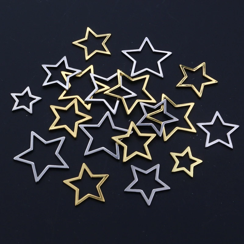 20 Stück 3 Größe Sterne Charm Gold Edelstahl Anhänger offene Lünetten hohl gepresste Harz Rahmen Form Lünette DIY Schmuckherstellung