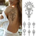 Autocollant de tatouage temporaire étanche Henna Mehndi Totem Flash lune étoile soleil doigts