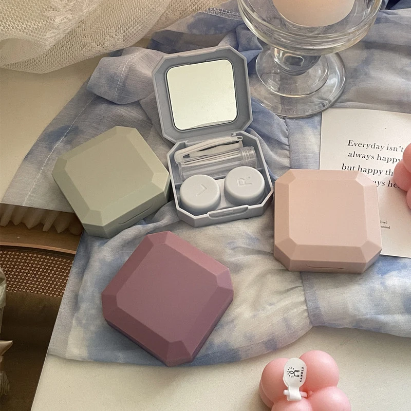 Box für Kontaktlinsen in Bonbonfarben, einfarbig, tragbarer Kontaktlinsenbehälter mit Pinzette, Saugstab-Set für Reiseset-Halter Image