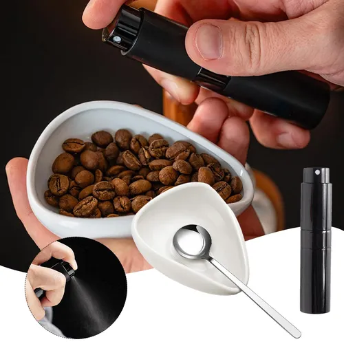 Kaffeebohnen-Dosier becher mit Sprüh flasche Kaffeebohnen-Mess tablett Kaffee zubehör für